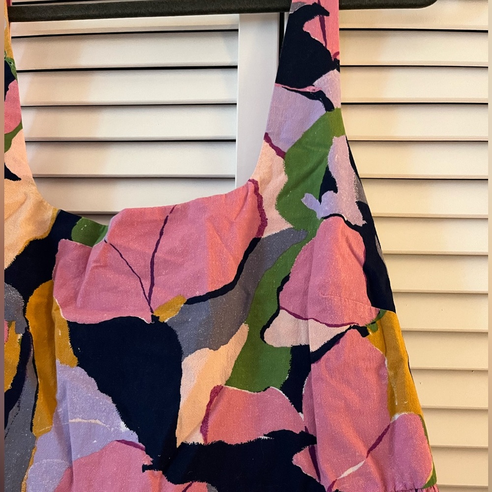 Ava Viv multi color midi dress tie back 1X with pockets